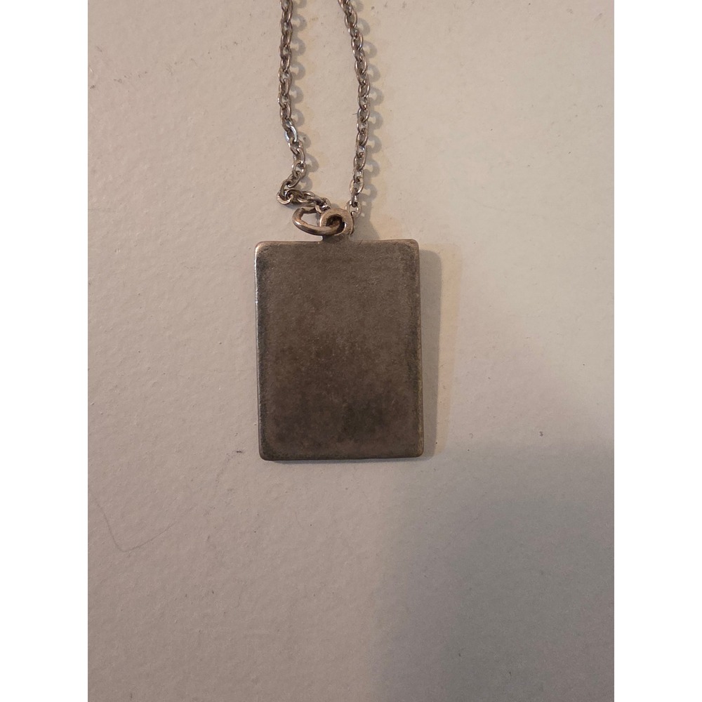 Sterling Silver Bingo Card Pendant Necklace Enamel Game Jewelry 23 Inch Chain - Picture 6 of 8